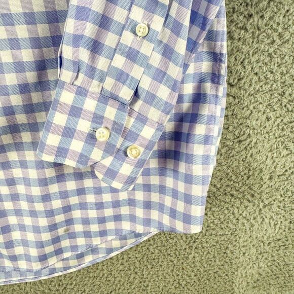 Jos A Bank Shirt Men Medium Blue Purple Plaid Tailored Wrinkle Free Signature‎ - Picture 6 of 13